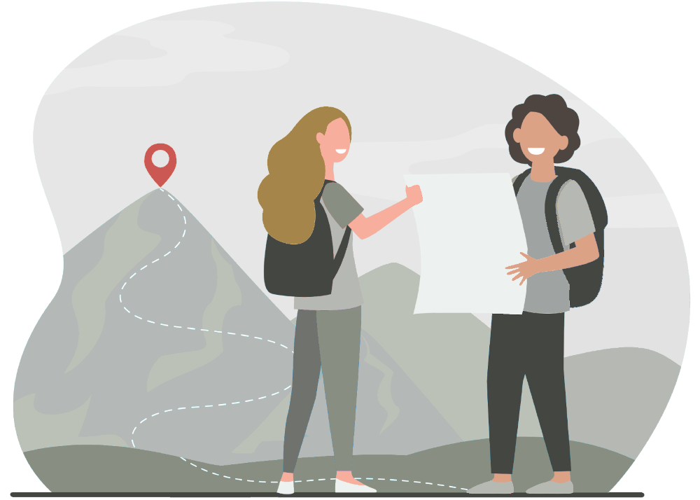 Illustration eines Paares im Gespräch – Paarberatung und Paartherapie in Frankfurt.